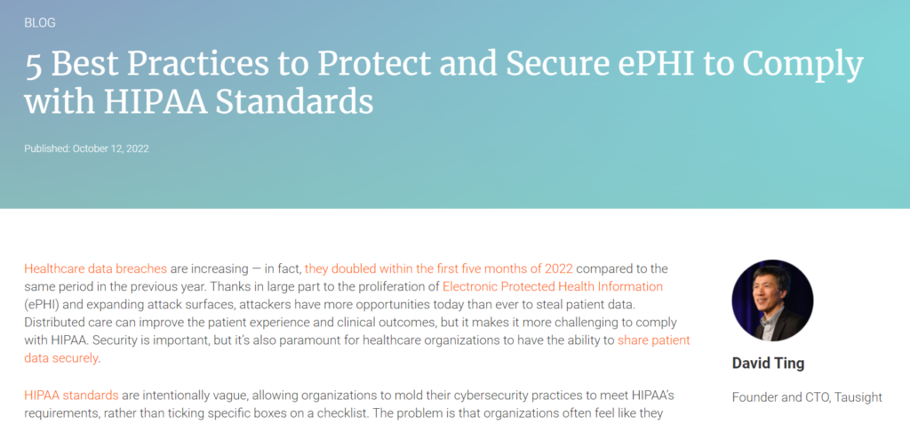 5 Best Practices to Protect and Secure ePHI to Comply with HIPAA Standards