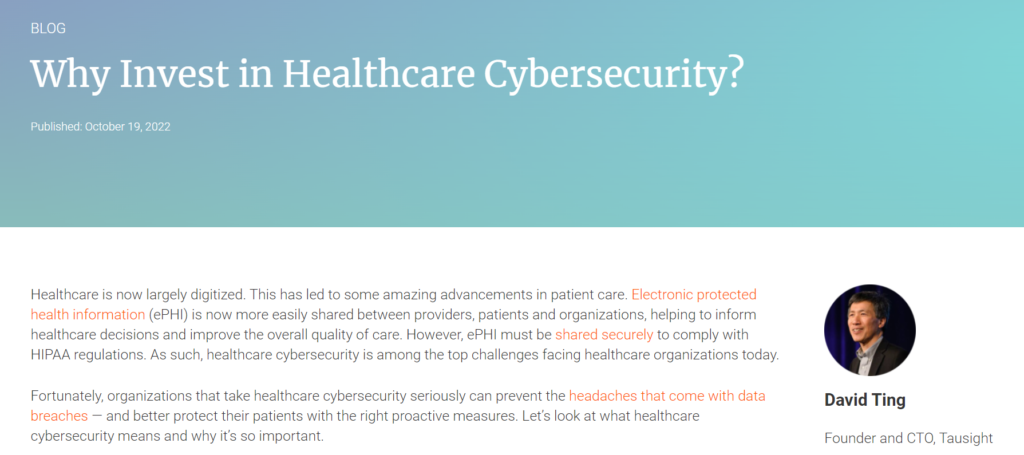 Why Invest in Healthcare Cybersecurity?