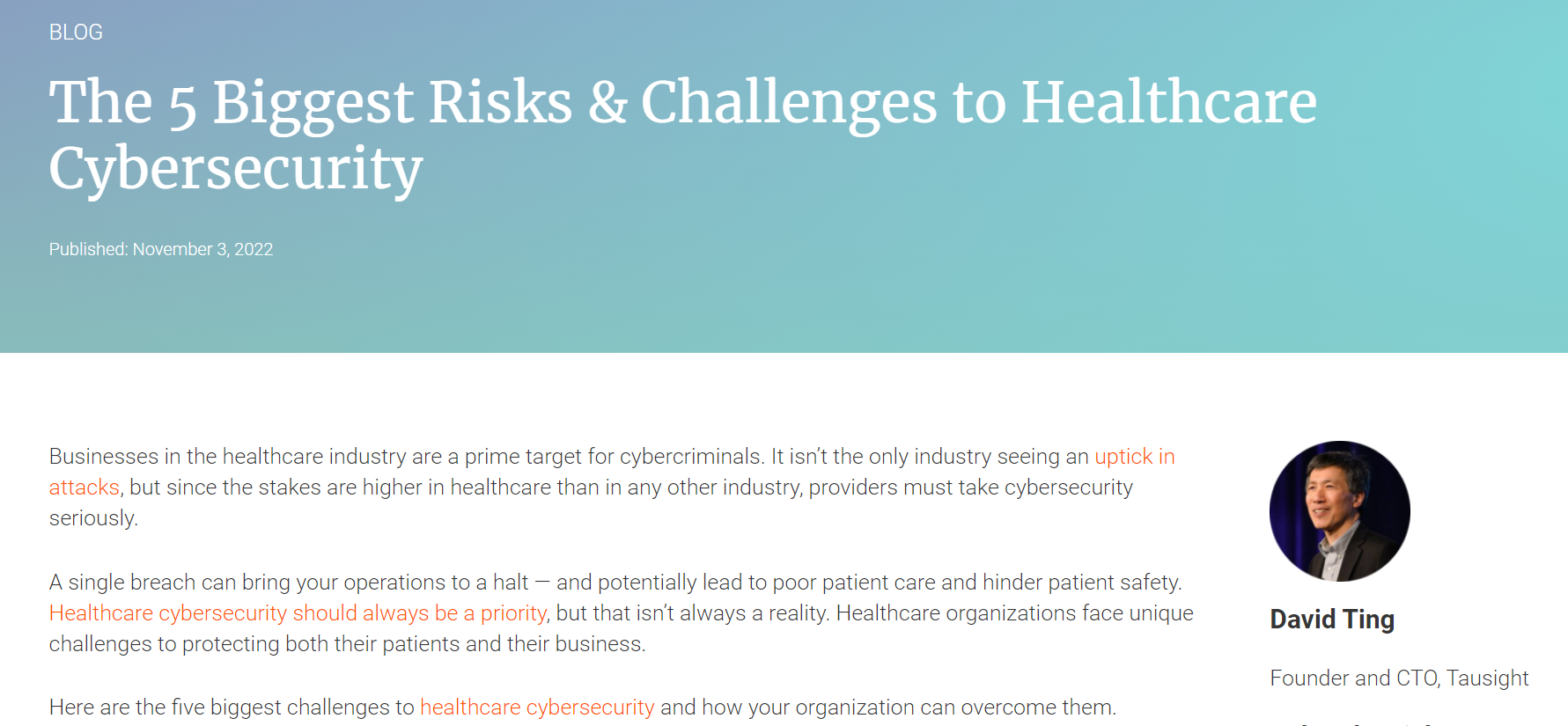 The 5 Biggest Risks & Challenges to Healthcare Cybersecurity