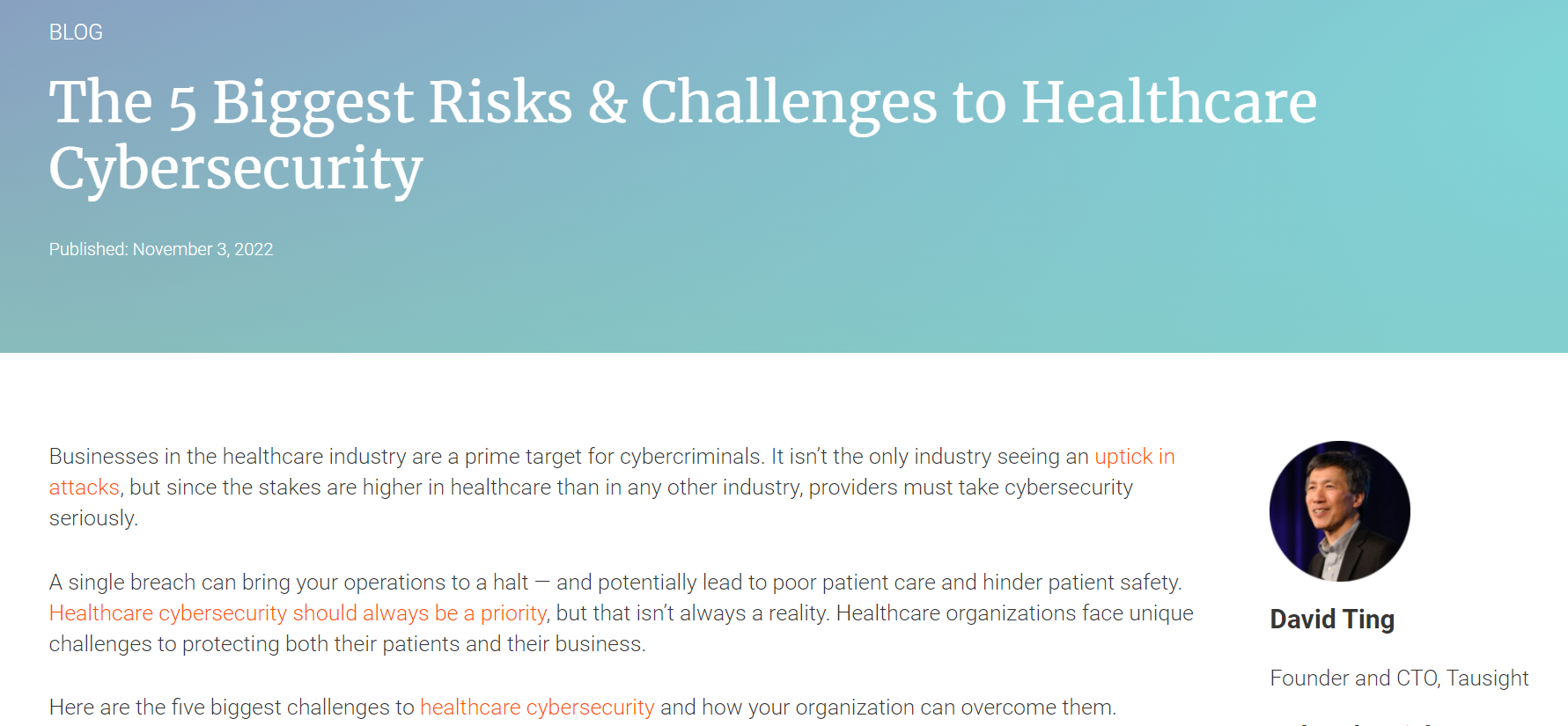 Consequences of Poor Cyber Risk Management in Healthcare