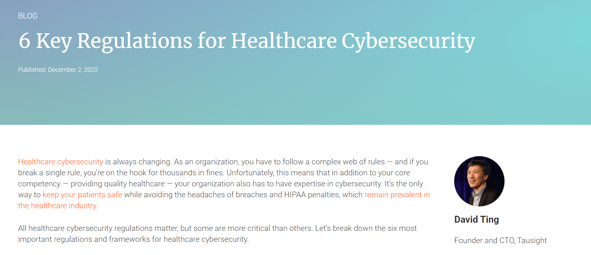 6 Key Regulations for Healthcare Cybersecurity
