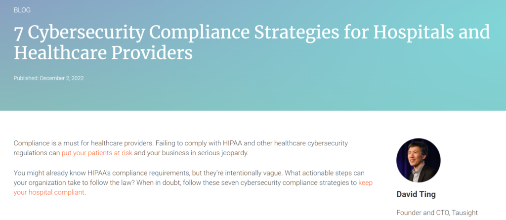 7 Cybersecurity Compliance Strategies for Hospitals and Healthcare Providers