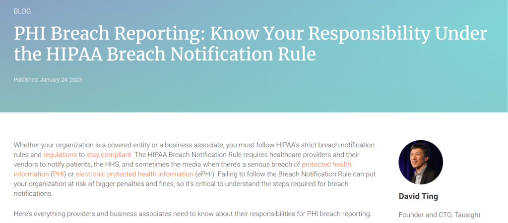 PHI Breach Reporting Responsibility Under the HIPAA Breach Notification Rule