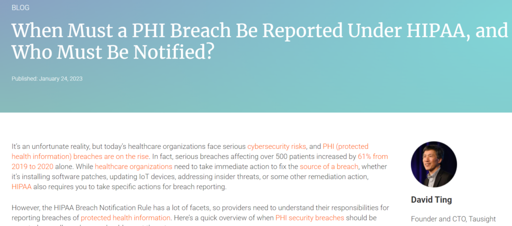 When to Report a PHI Breach Under HIPAA and Who to Notify
