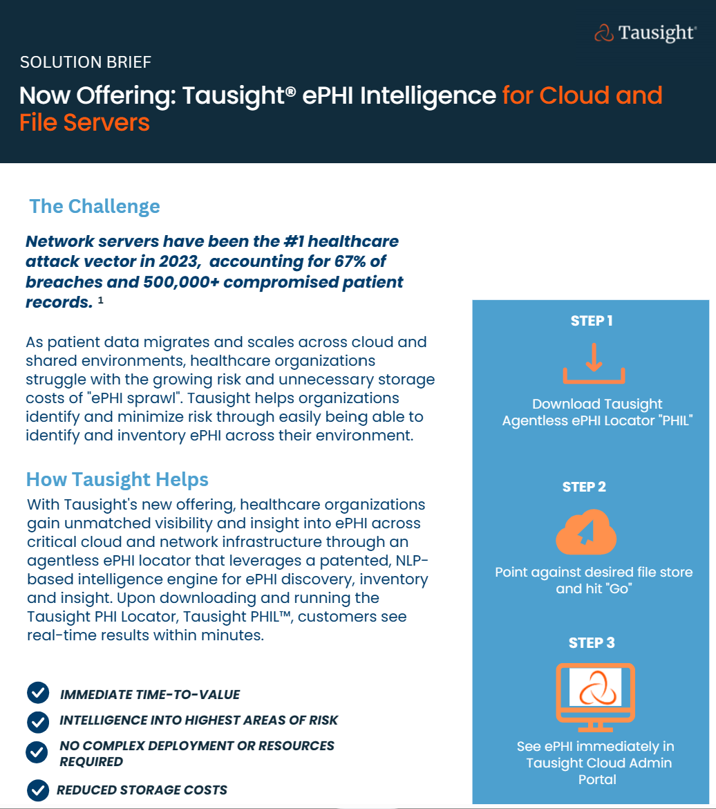 Tausight® ePHI Intelligence for Cloud and File Servers – Solution Brief