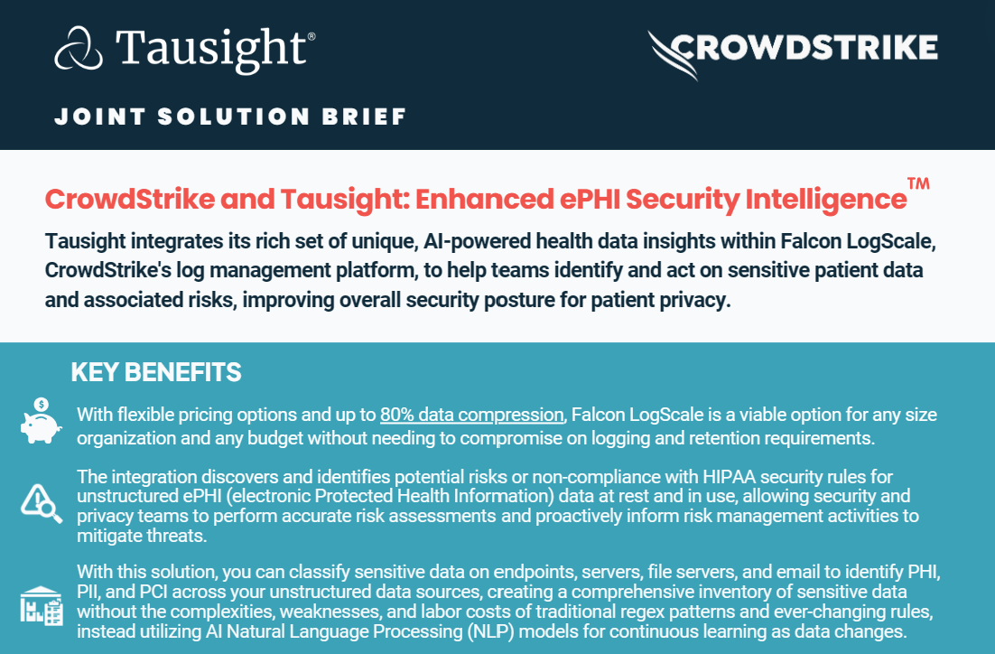 CrowdStrike and Tausight: Enhanced ePHI Security Intelligence – Joint Solution Brief